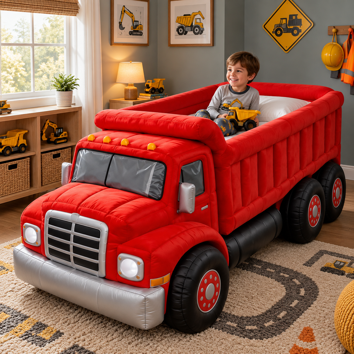 Plush Dump Truck Kids Bed