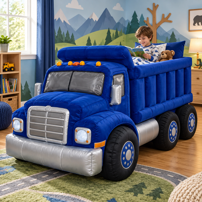 Plush Dump Truck Kids Bed